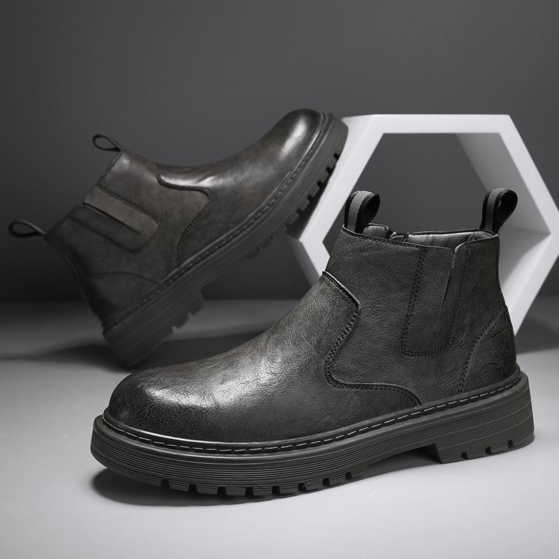 Martin boots men's high-top one-pedal Chelsea leather boots 2025 autumn and winter new British casual tooling short boots