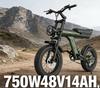 JANSNO X90 Adults Electric Bike 750W 48V 14AH Hidden Battery 16" Fat Tire Double Suspension Off-Road Snow All Terrain E-Bicycle