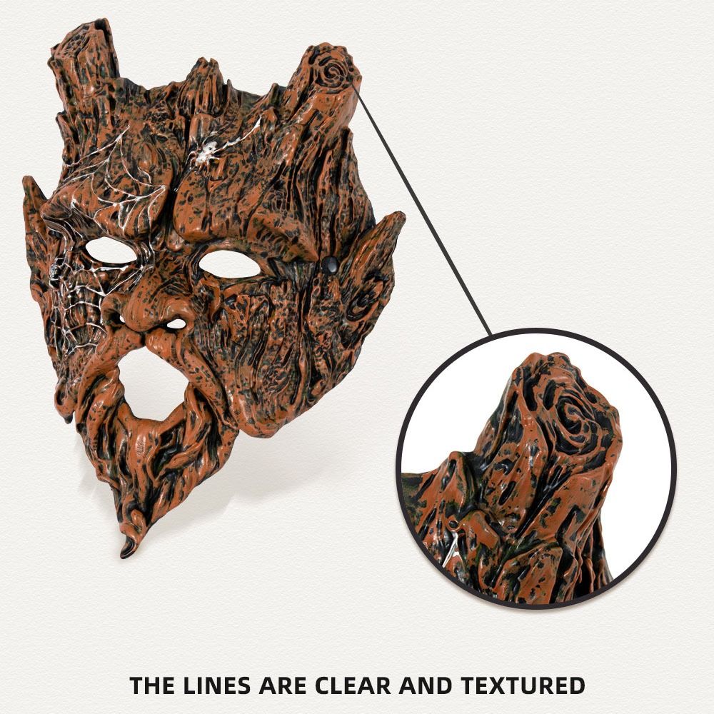 Breathable Halloween Tree Demon Mask Spider Web Pattern Tree Monster Mask Tree Man Mask Carnival