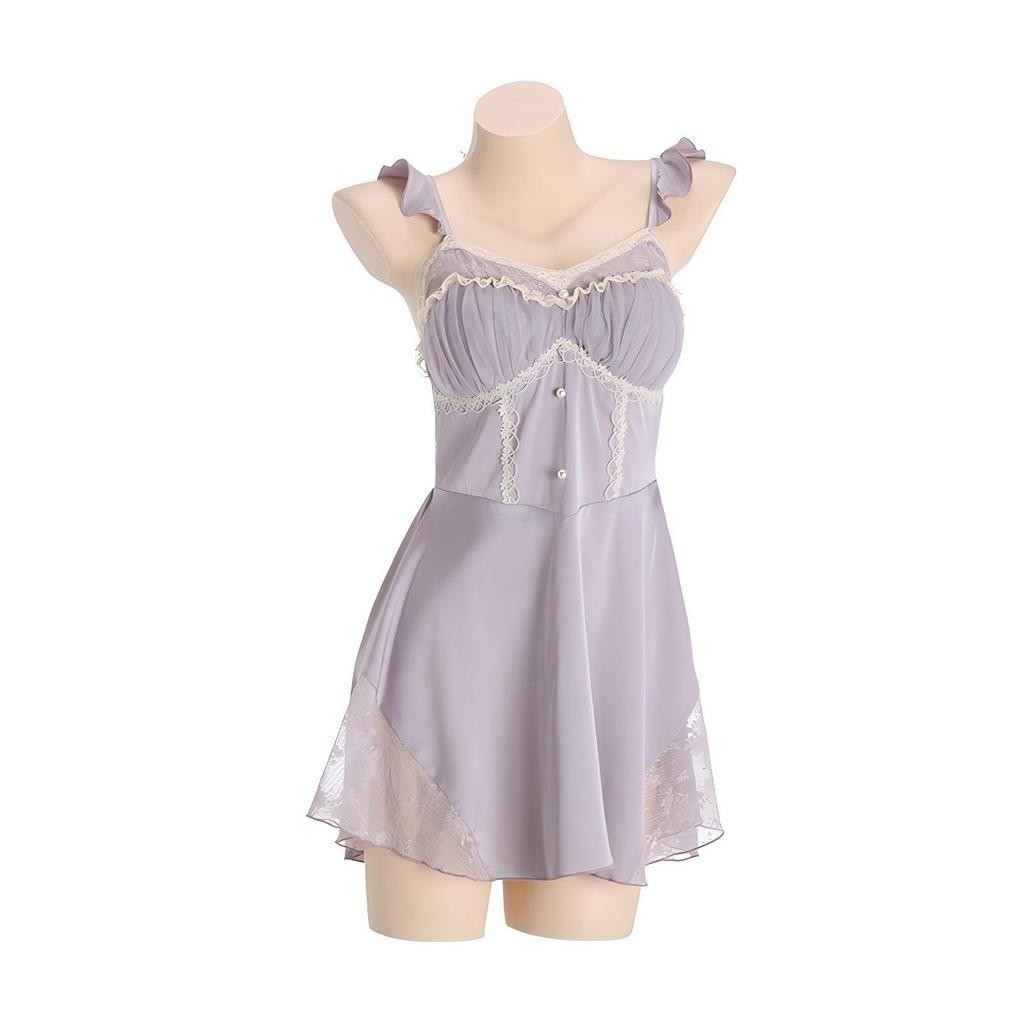 Plus Size Backless Ice Silk Push-Up Camisole Nightgown Robe Set