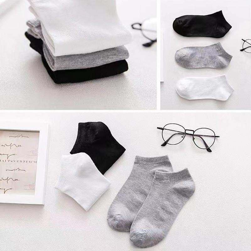Comfortable Men's Summer Cotton Black Invisible Boat Socks Breathable Thin White Ins