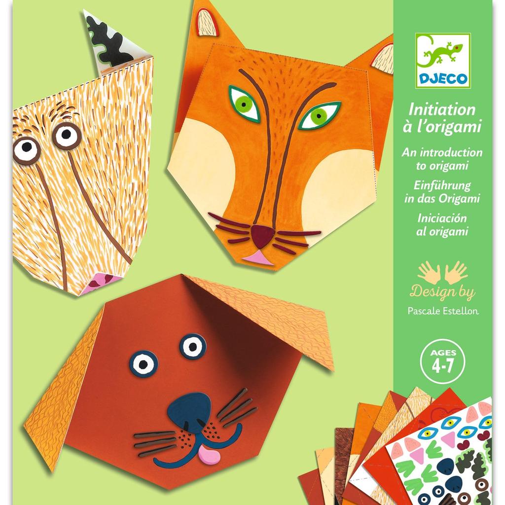 DJECO Origami Dieren met Instructies en Stickers, Ontwikkeling van Vingerbehendigheid, Montessori, Leeftijden 4, 5, 6, 7, Jongens en Meisjes, Kleuterschool en