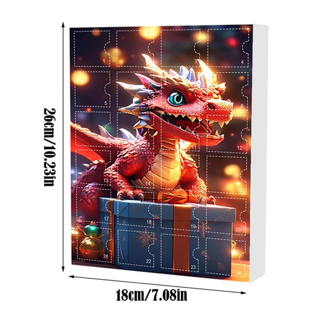 Dragon Advent Calendar 2025 with 2D Flat Acrylic Dragon Ornaments Christmas Countdown Calendar for Xmas Tree Decor