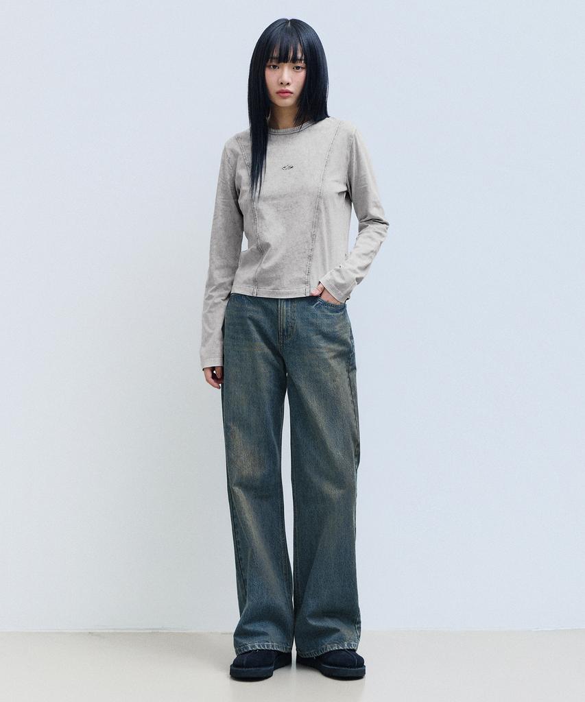 FILLUMINATE Washed Flare Denim Pants - Black