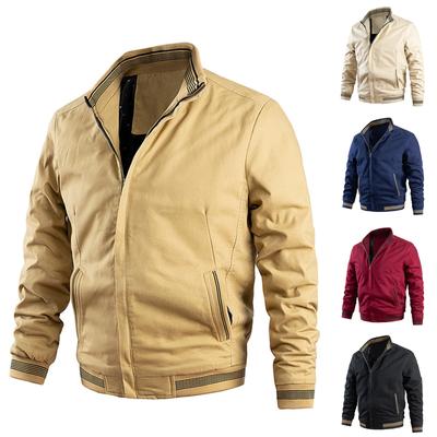 Herrenjacke-Leichtgewichtige Lässige Frühling Herbst Dünne Reißverschlusstaschen Mantel Oberbekleidung