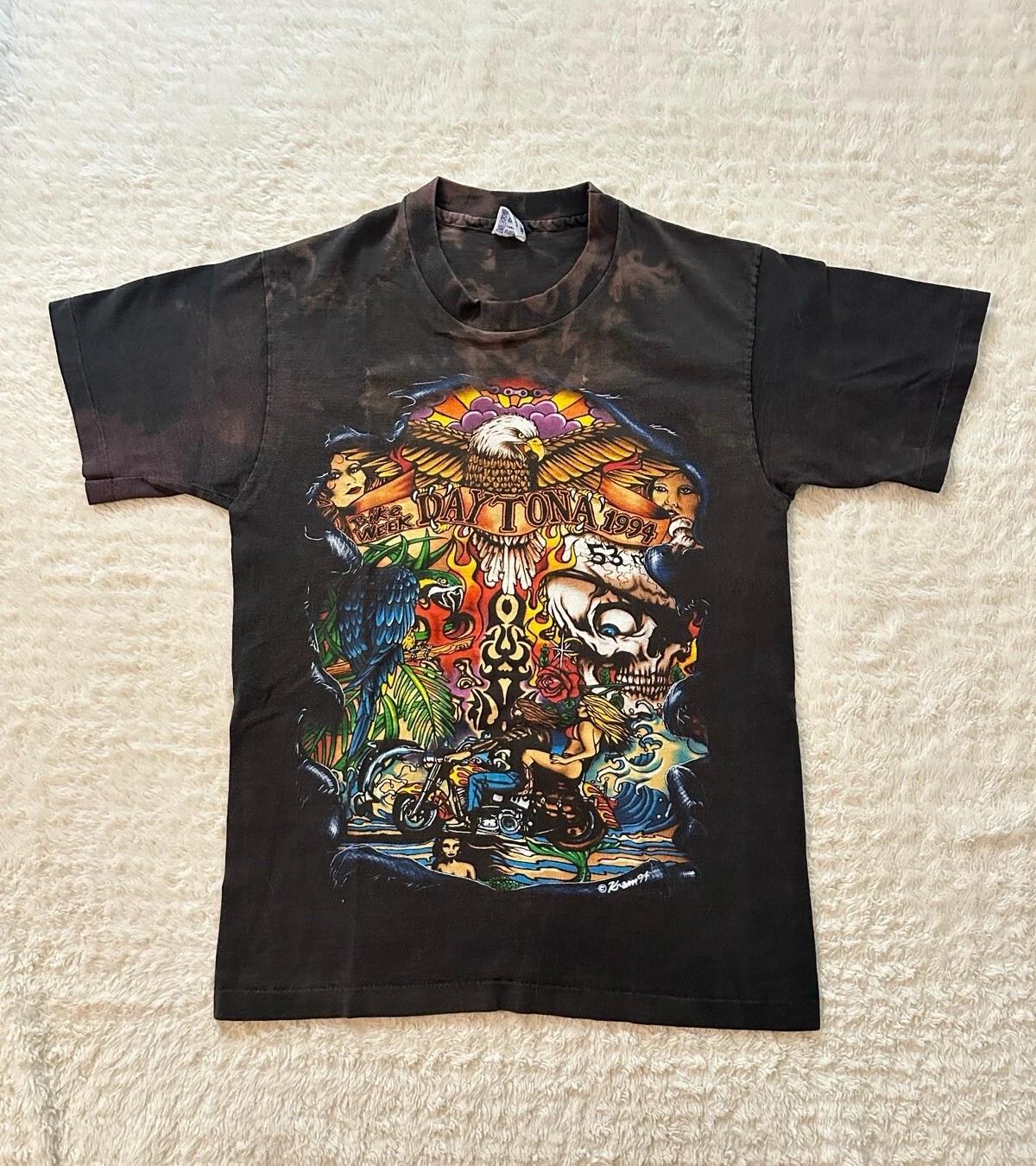 

Vintage Biker Daytona Bike Week 1994 T Shirt Motorcycle Tattoo Kram Anvil Tag M XL