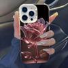 Powder crystal rose is suitable for Apple 15Promax mobile phone case iPhone16 new 14Promax advanced 17 beautiful