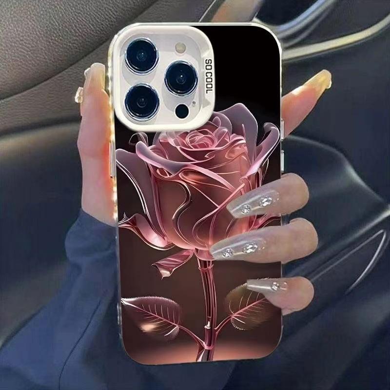 Powder crystal rose is suitable for Apple 15Promax mobile phone case iPhone16 new 14Promax advanced 17 beautiful
