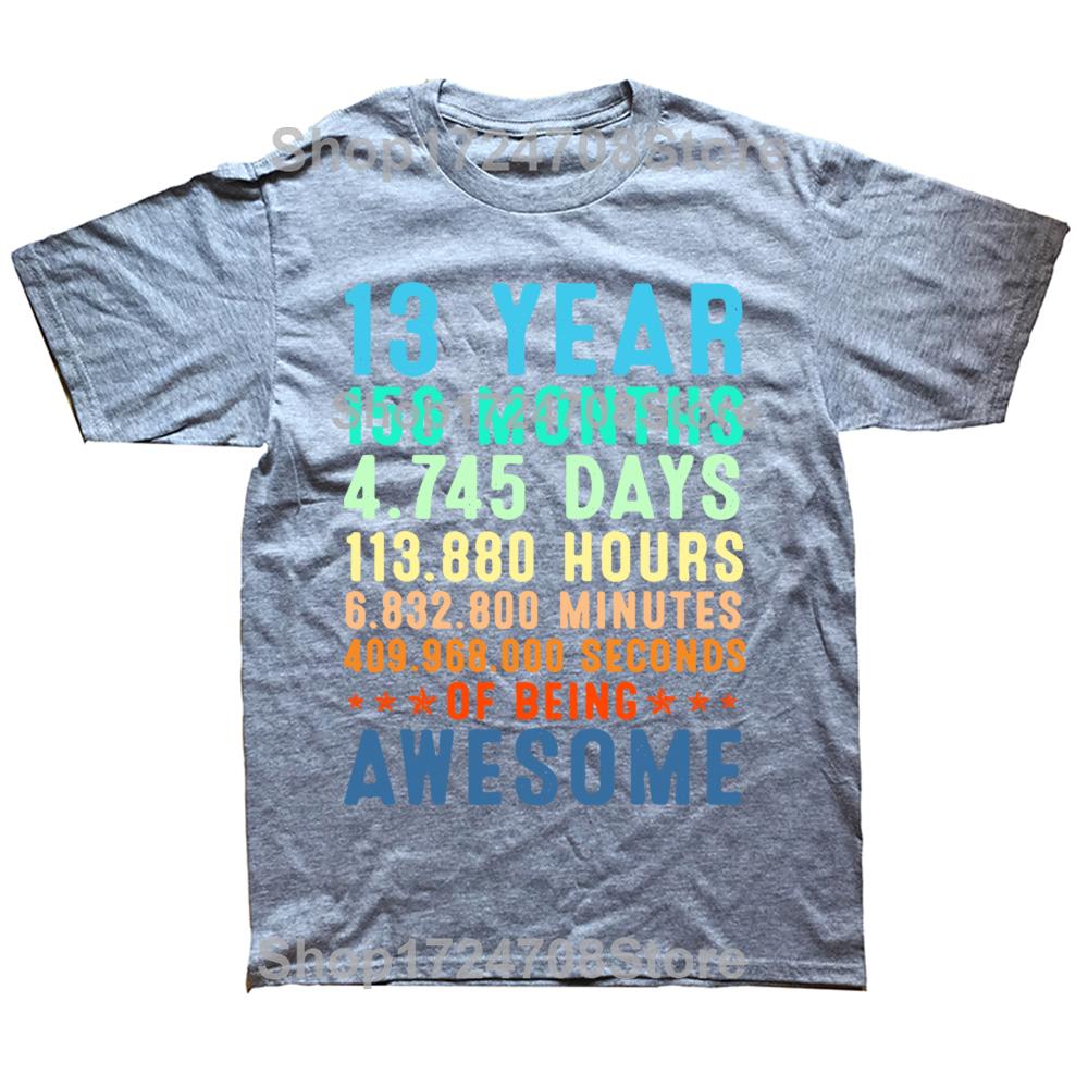 Birthday 13th 13 Years Old Vintage Retro 156 Months T Shirts Summer Streetwear Short Sleeve Official Teenager Gifts Tshirt