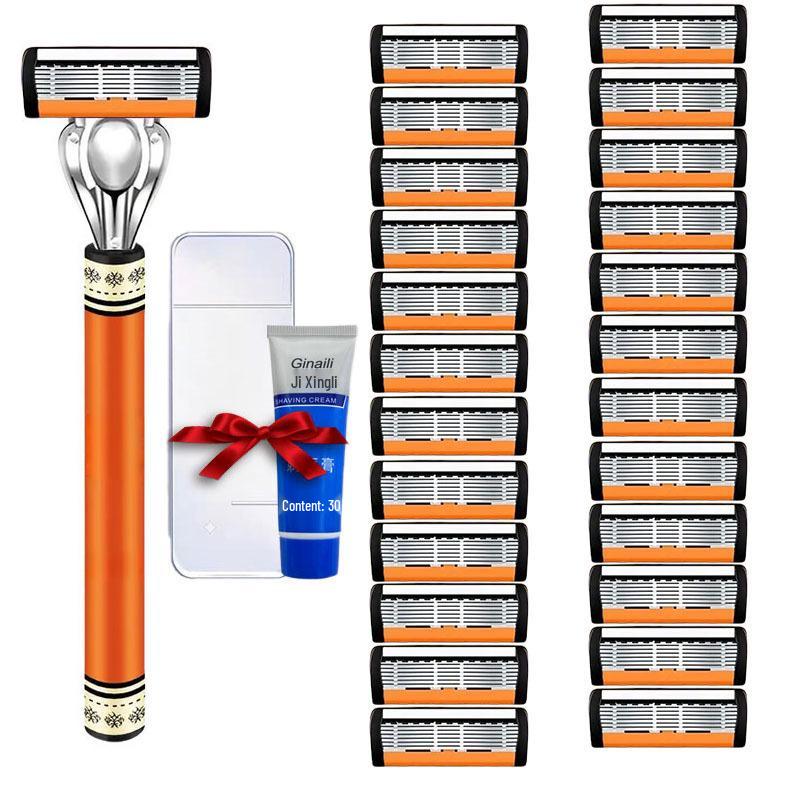 Waterproof Men's Six-Layer Stainless Steel Razor: Sharp, Durable Manual Shaver