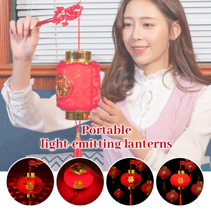 4Pcs Chinese New Year Red Lantern Spring Festival Hanging Lanterns Mid-Autumn Portable Palace Lantern New Year Pendant