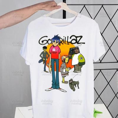Gorillaz Moderní hudební skupina Kreslené Pánské tričko Roztomilý potisk Košile Pánské módní tričko Pro muže Ležérní topy Krátký rukáv