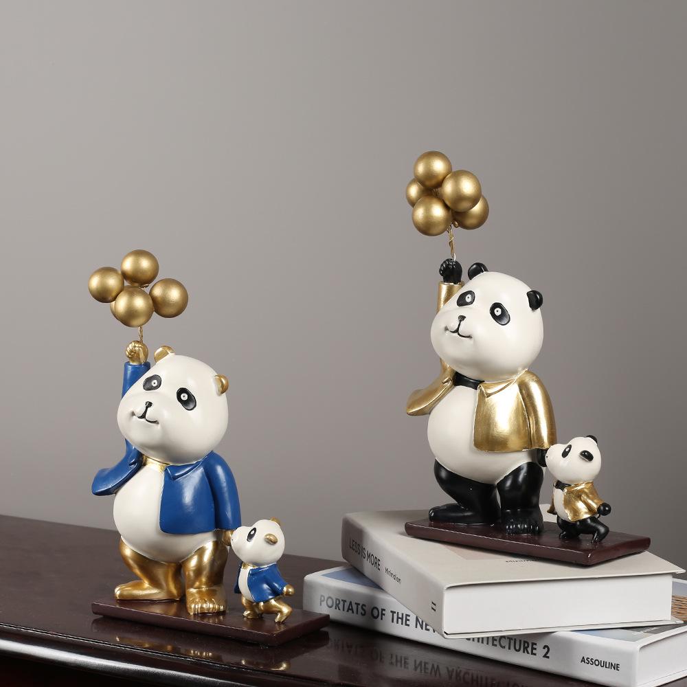 Modern Light Luxury Panda Ornament: Cute Parent-Child Decorative Item for Living Room or Study