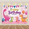 Cartoon Dinosaurier Kindergeburtstagsparty Dekoration Dschungeltier Hintergrundbanner Jurassic World Waldkulisse Für Babyparty