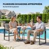 3 Piece Garden Furniture Set 2 Seater With 2 Armchairs And 1 Coffee Table Tempered Glass Top And Cushions Gray