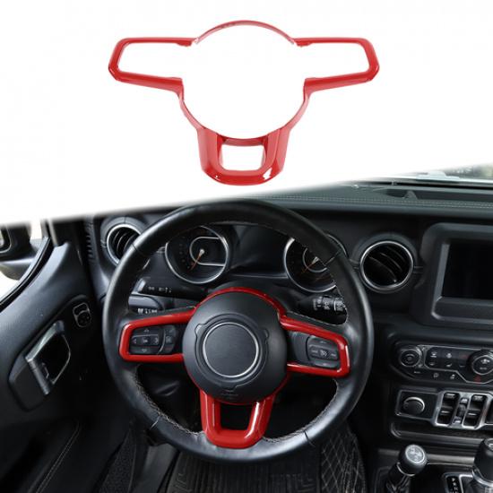 Steering Wheel Trim Decal Panel Red for Jeep Wrangler JL JLU Gladiator JT 2018+
