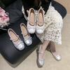 French single shoes women's skirt summer with 2025 new ballet silver flats Mary Jane small leather shoes evening shoes