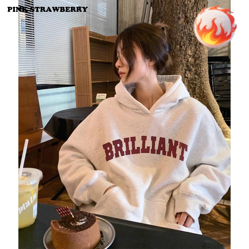 

Oversize White Gray Hoodie Women Autumn Winter 2025 New American style Long sleeves Pullover Sweatshirt Y2K Tops Ladies clothing 3XL