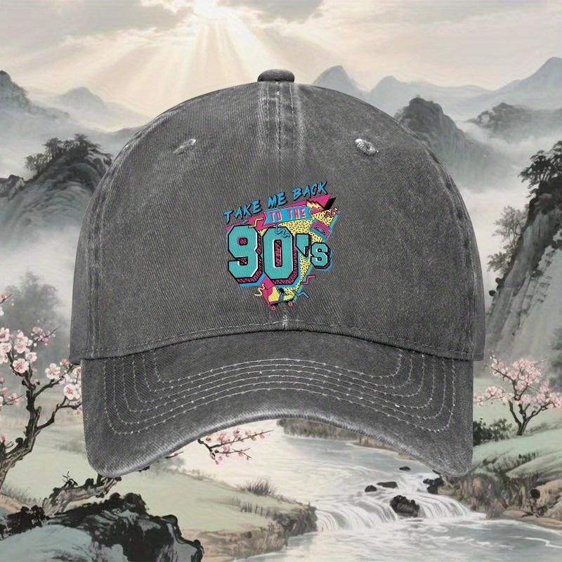 Take Me Back to the 90s Graphic Baseball Cap Unisex Cotton Adjustable Casual Print Hat
