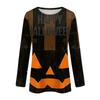 Women's Long Sleeve Casual Halloween Print Pullover Sweatshirt Round Neck Comfortable Fit Seasonal Top for Autumn Winter