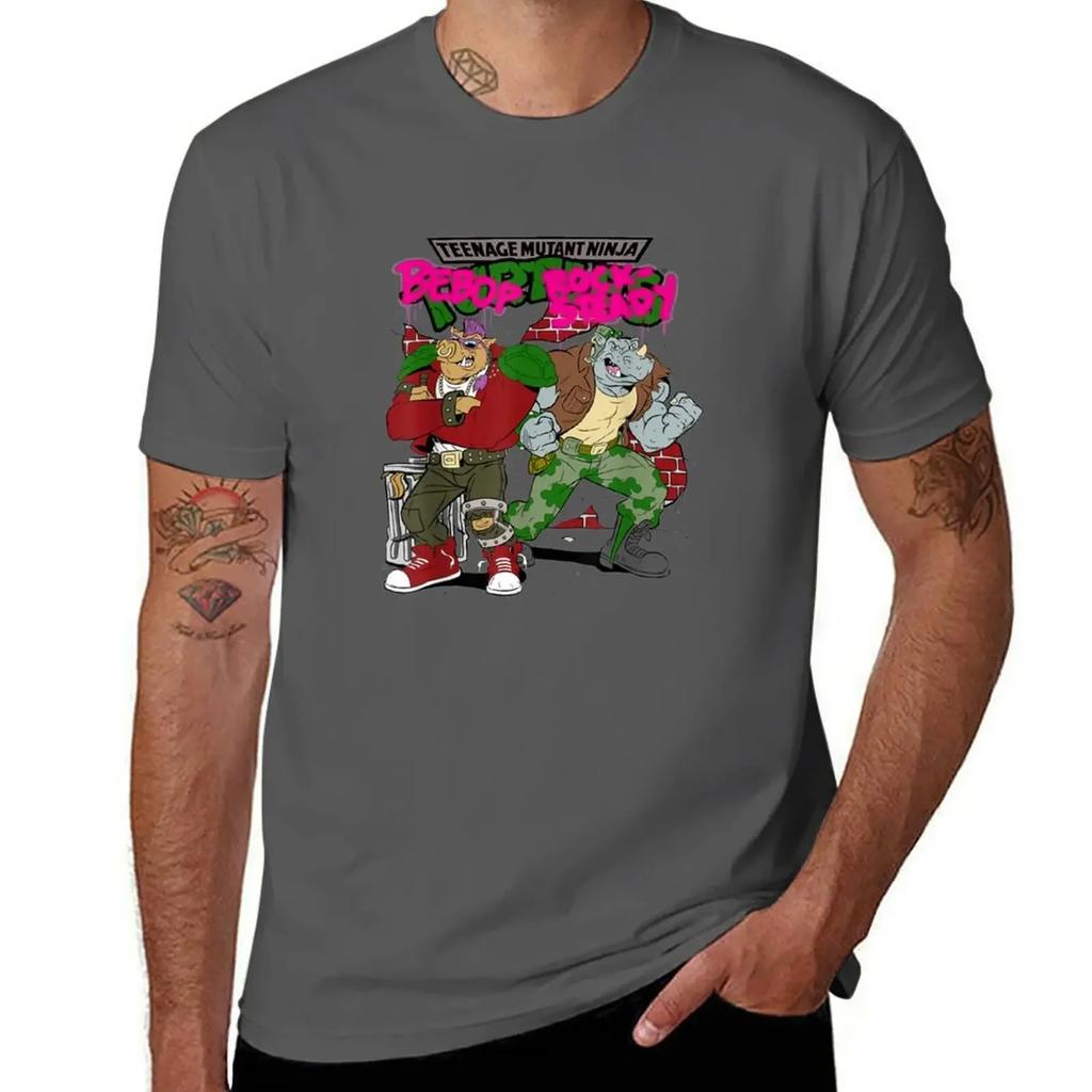 Bebop und Rocksteady Graffiti T-Shirt oversized süße Oberteile schlichte weiße T-Shirts Herren 2025 neues Modell
