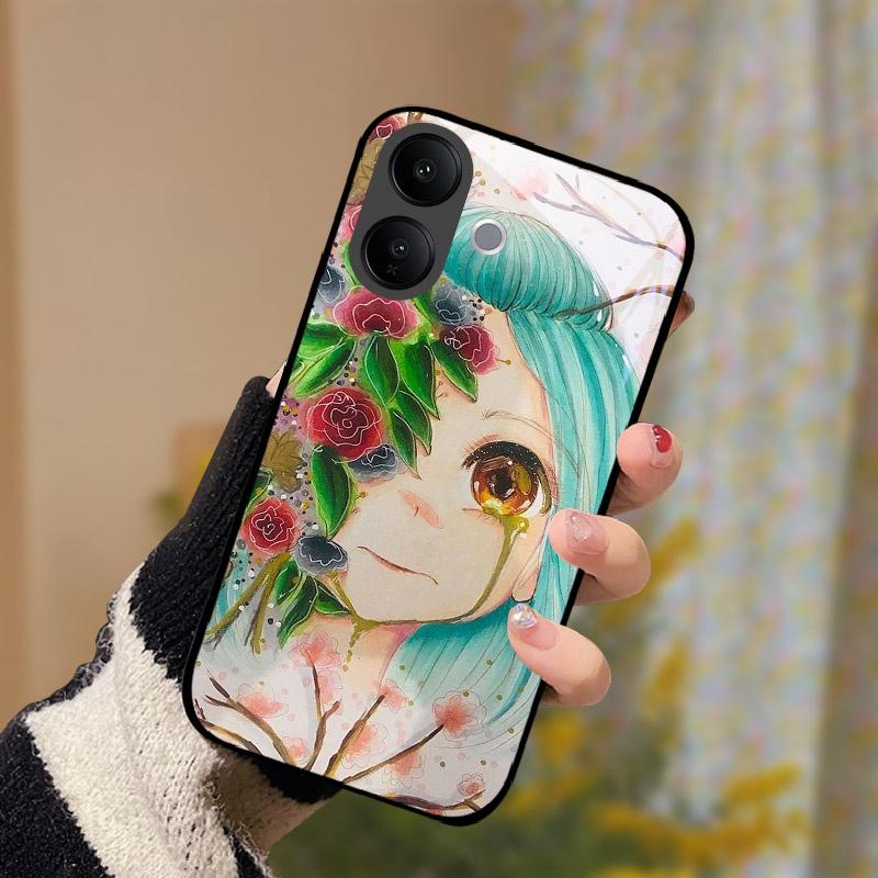 For VIVO V60 Lite V60Lite Case Fashion Painting Tempered Glass Cover For VIVO V 60 Lite Phone Shell Casing Anti Drop Fundas Capa