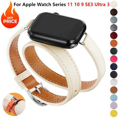 Lederarmband für Apple Watch Serie 11 10 9 SE3 Ultra 3 49mm 46mm 42mm 45mm 40mm 44mm Armband Uhrenarmband iWatch Zubehör
