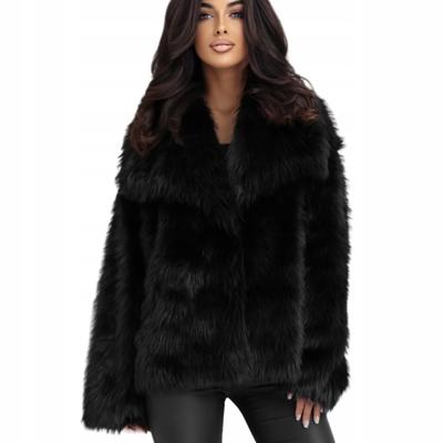 Short Faux Fur Coat Fur Jacket With Collar Black