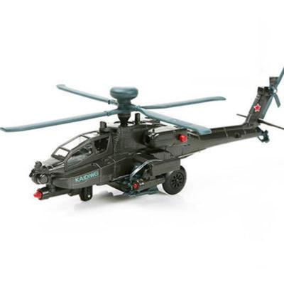 Modello di elicottero da combattimento Apache AH-64D in lega, scala 1/64, con luci e musica, missile lanciabile, modello di aeroplano giocattolo per bambini, adatto