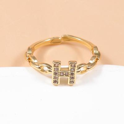 Kupfer H-Buchstaben-Armband im französischen Stil mit eingelegten Diamanten