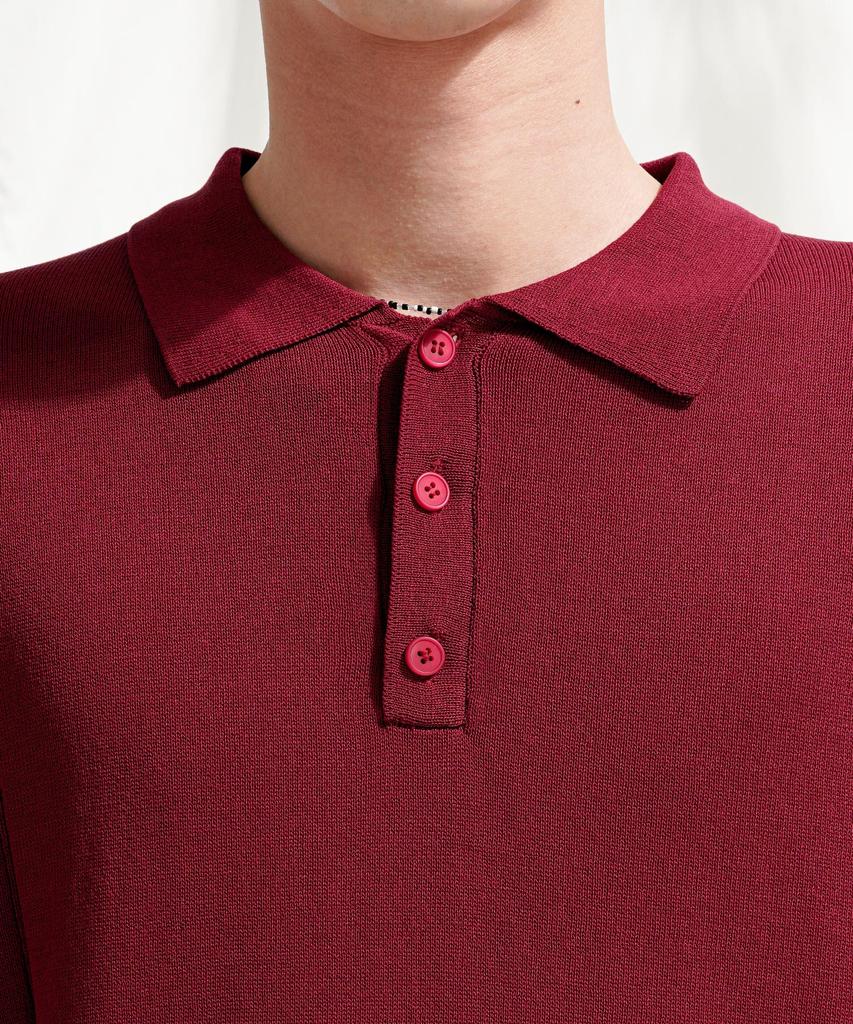 JEMUT Epic Like Linen Short Sleeve Collared Knit Deep Red Sokn2562