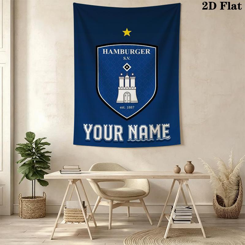 Custom Name Hamburger SV Wall Tapestry Aesthetic Wall Hanging Printed Fabric Blanket Decorative Tapestries for Bedroom Living Room Home Decor