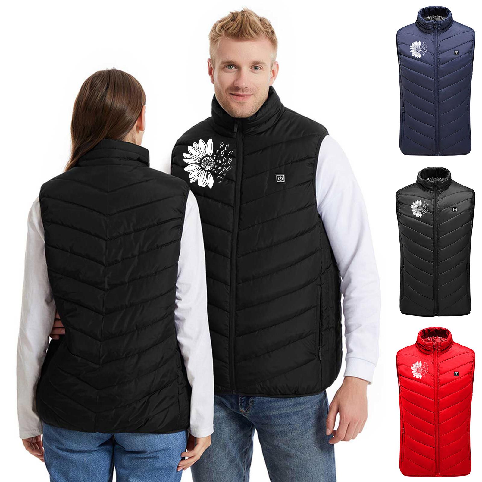 

Мужская и женская мода повседневный теплый умный обогреваемый печатный жилет S синий