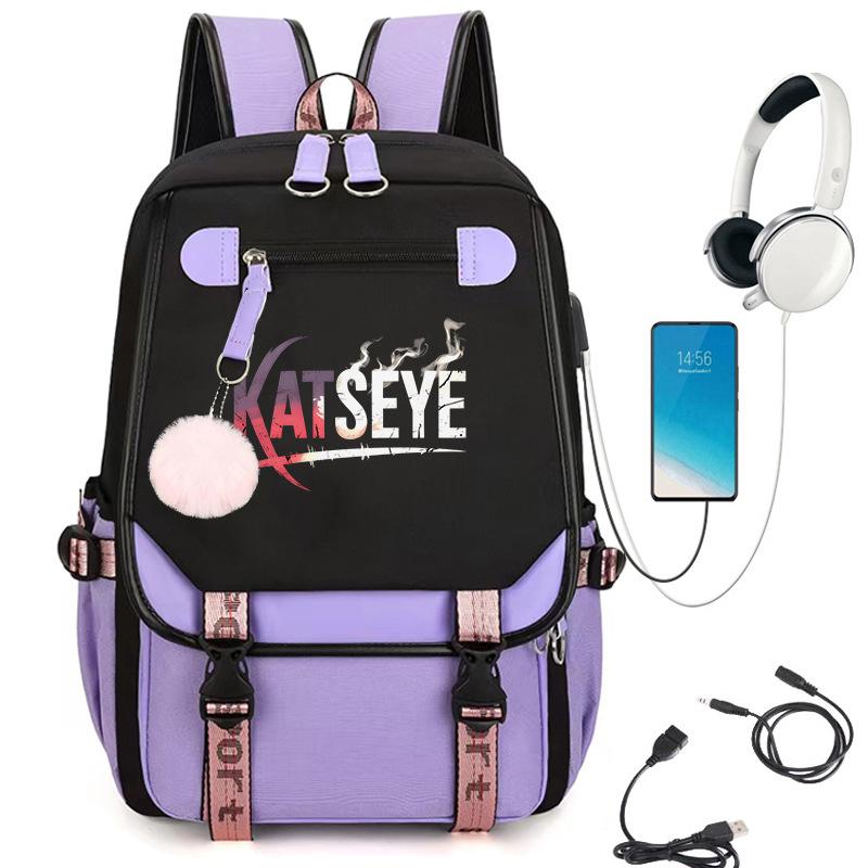 KATSEYE Girlgroup Cartoon Rucksack USB-Ladeanschluss Schultasche 60123-1 Leicht Freizeit