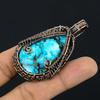 Tibetan Turquoise Pendant, 999 Copper Wire Wrapped Gemstone Jewelry, Handmade Pendant, For Thanksgiving