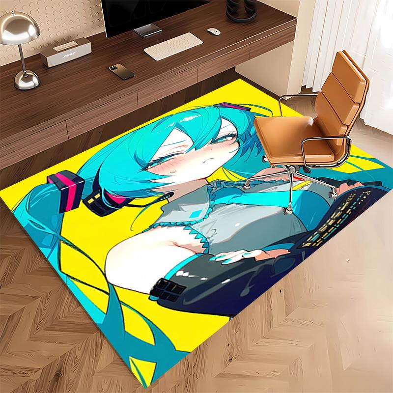1pc Hatsune Miku Print Area Rug - Soft, Washable Non-Slip Indoor Mat, Living Room, Home Office Decorative Rug,Office Decorative