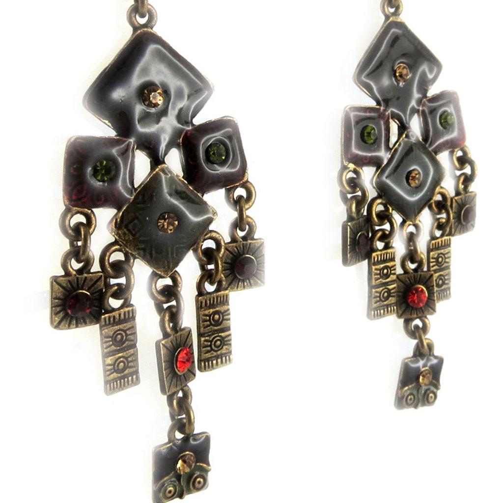 Les Trésors De Lily [D8585] - Designer Earrings 'Edwige' Red Green