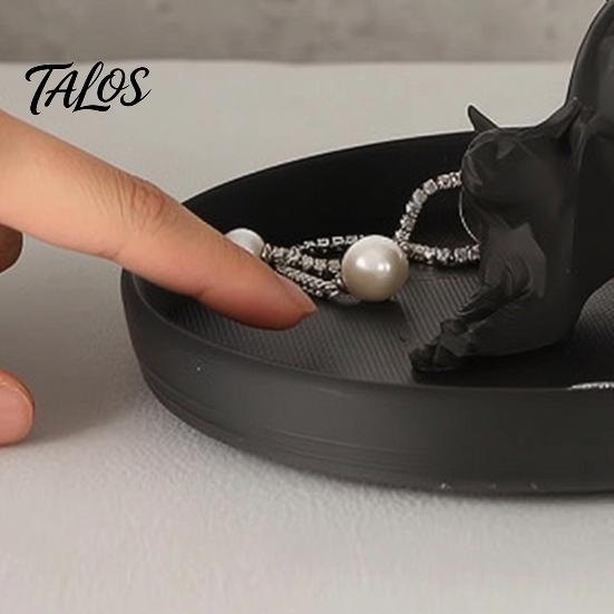 Black And White Tray 3D Printed Cat Jewelry Tray, Desktop Organizer for Rings Small Earrings, Cute Kitten Decorative Storage Dish Home Vanity