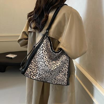 Casual Shoulder Bags Pu Large Capacity Leopard Print  New Crossbody Bags for Women Interior Zipper Pocket Sewing Thread