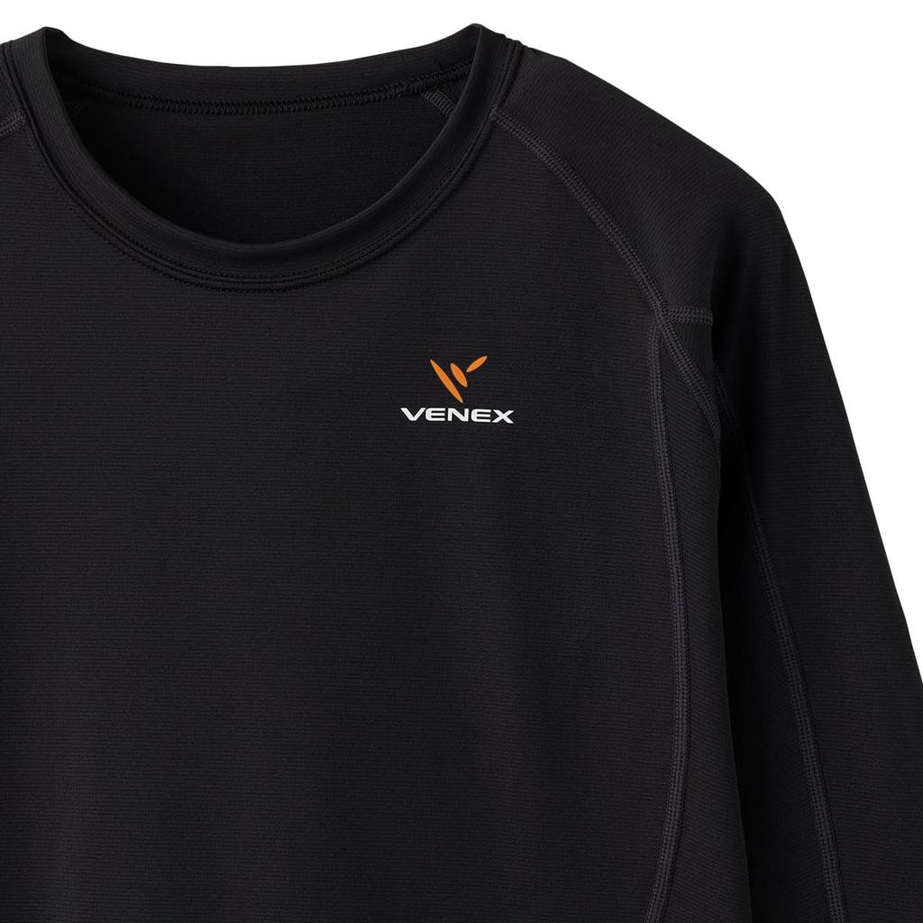 VENEX Long Sleeve Black General Medical Device Recovery Wear Recharge+ Women's T-Shirt, (48), Medium, 6435,