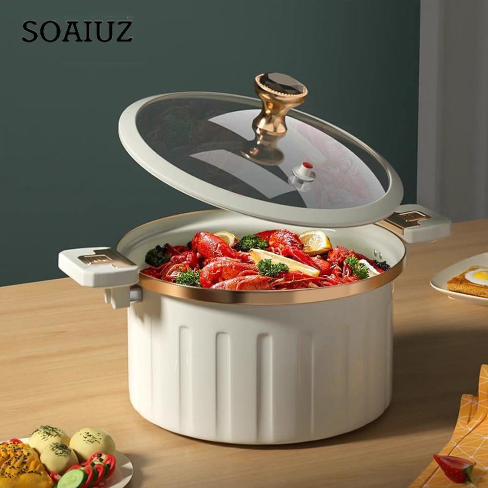 Micro Pressure Cooker Enamel Lining Non-stick 8L Push Pull Lock Pressure Pot with Lid Silicone Seal Spill-proof Valve Pressure Pot