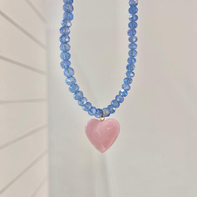 Personalized Necklace Transparent Love Pendant Crystal Pearl Necklace Electroplated 18K Gold Color Retention