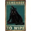 Metall Wandkunst Schwarze Katze Lustiges Badezimmer Schild Denken Sie daran, abzuwischen