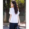 Women's Asymmetric Drawstring Pleated Cotton Spandex T-shirt