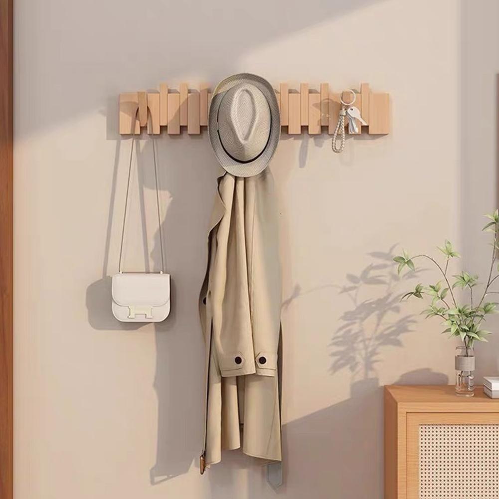 Wall Mounted Coat Rack Hooks Clothes Hangers Natural Wood Wall Mounted Piano Coat Rack for Closet Bedroom Entryway