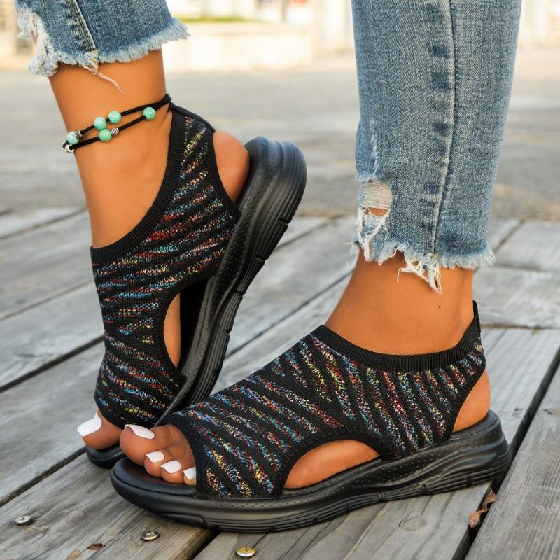 Low-heeled Women's Sports Shoes Thick-soled Fish-mouth Casual Sleeve Sandals Large Size