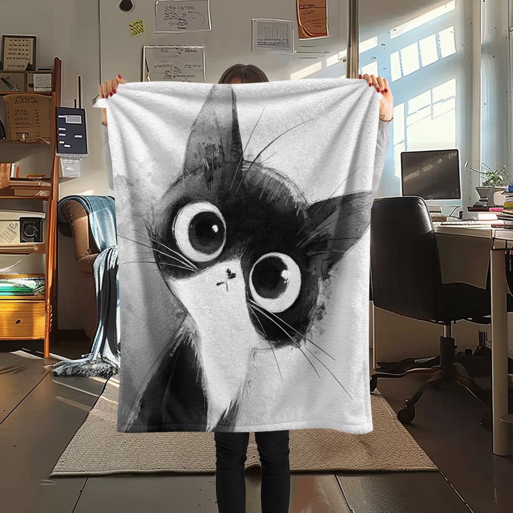 Ink Wash Cats  Print Flannel Blanket, High quality Comfortable for All Seasons, Home Decor, Warmth and Comfort