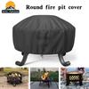 Oxford Cloth All Weather Protection Cover with Silver Coating & Bottom Drawstring, Universal Fit for All Size Round Fire Pit Fire Pit Stove Dust Cover
