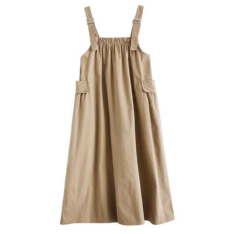 Elegantní letní korejský overalový šat s tenkými ramínky plus size