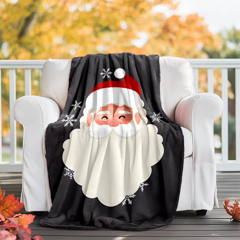 Christmas Santa Claus Theme Printed Blanket - Perfect for Couch, Bed, Travel & Outdoor Use | Machine Washable, Cozy & Durable.